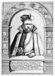 Portret Tycho Brahe (1546-1601) ilustracja z "Nauka i literatura średniowiecza i renesansu", napisana przez Paula Lacroix, 1878